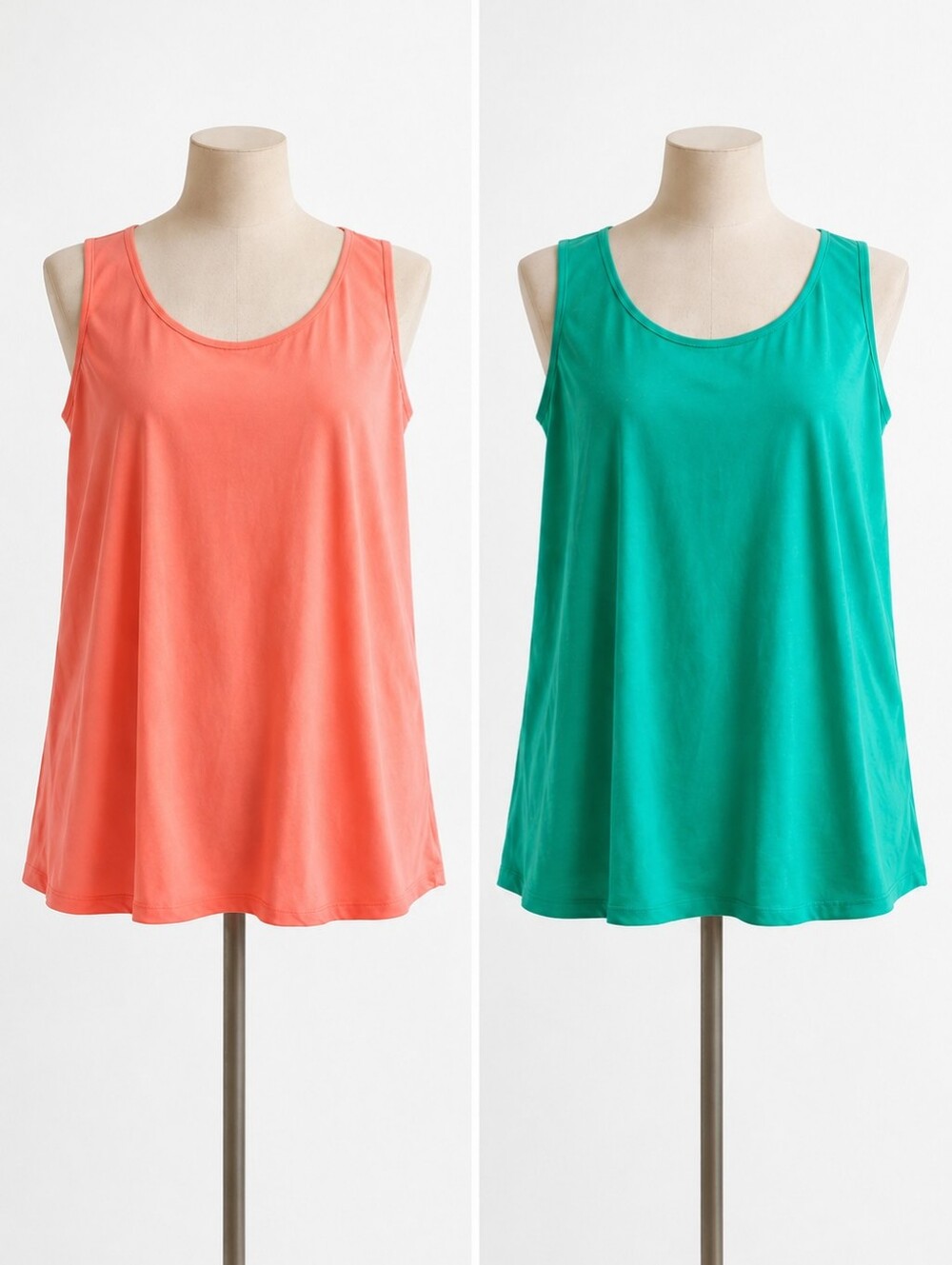 Woman Within Sleeveless Coral and Green Women's Tank Tops Sz 1X - Like New
